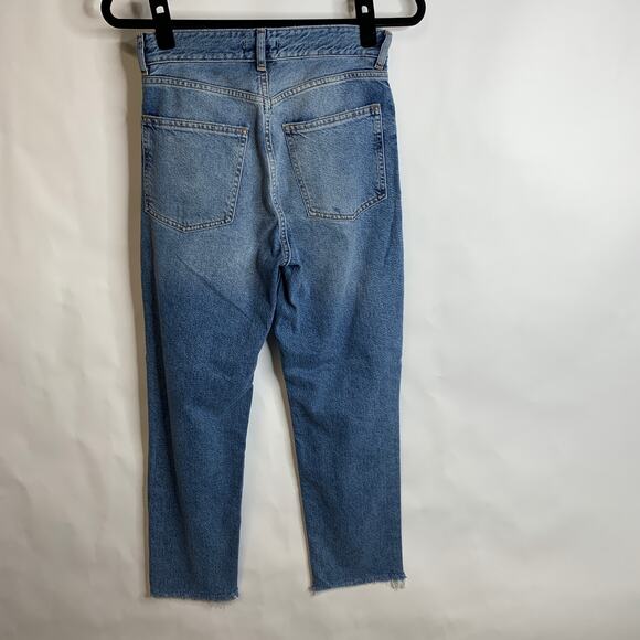 "Girls Bite Back" H&M Jeans Sz 6 Distressed Straight Leg Raw Hem - Picture 3 of 10